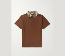 Evan Check Collar Cotton-Piqué Polo Shirt