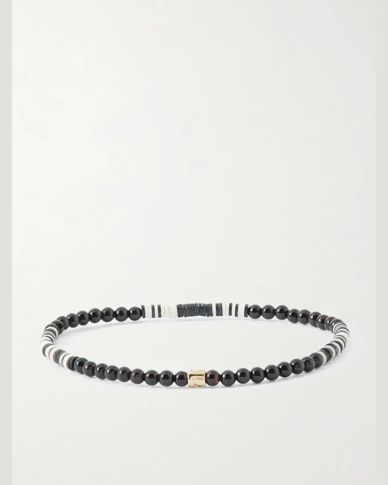 Luis Morais 14-Karat Gold Onyx Beaded Bracelet Black