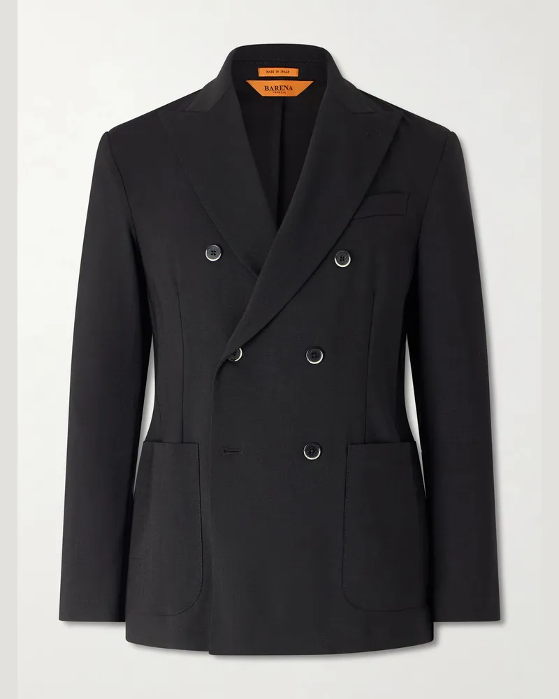 BARENA Double-Breasted Virgin Wool Suit Jacket Black