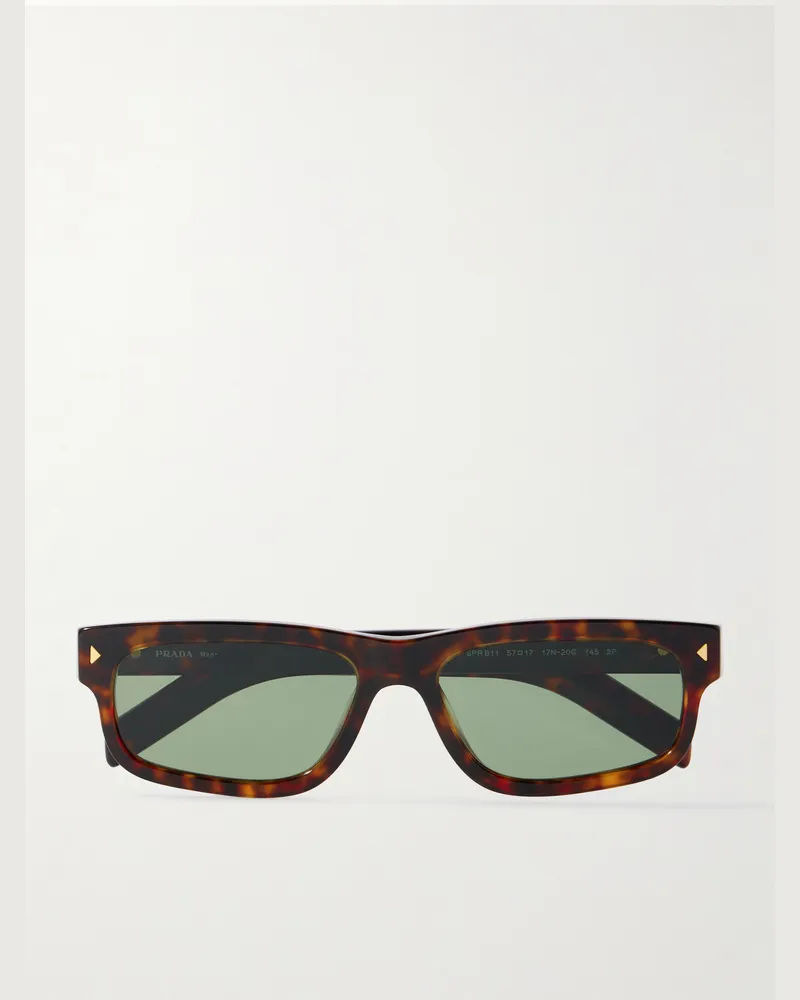 Prada Sonnenbrille mit eckigem Rahmen aus Azetat in Schildpattoptik Horn