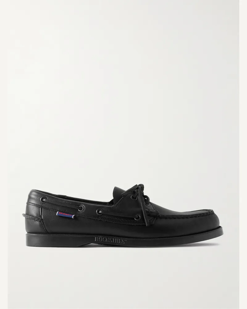 Sebago Docksides Portland Bootsschuhe aus Leder Schwarz