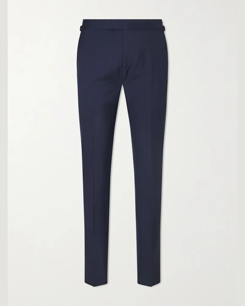 Tom Ford Straight-Leg Super 120s Wool Suit Trousers Blue