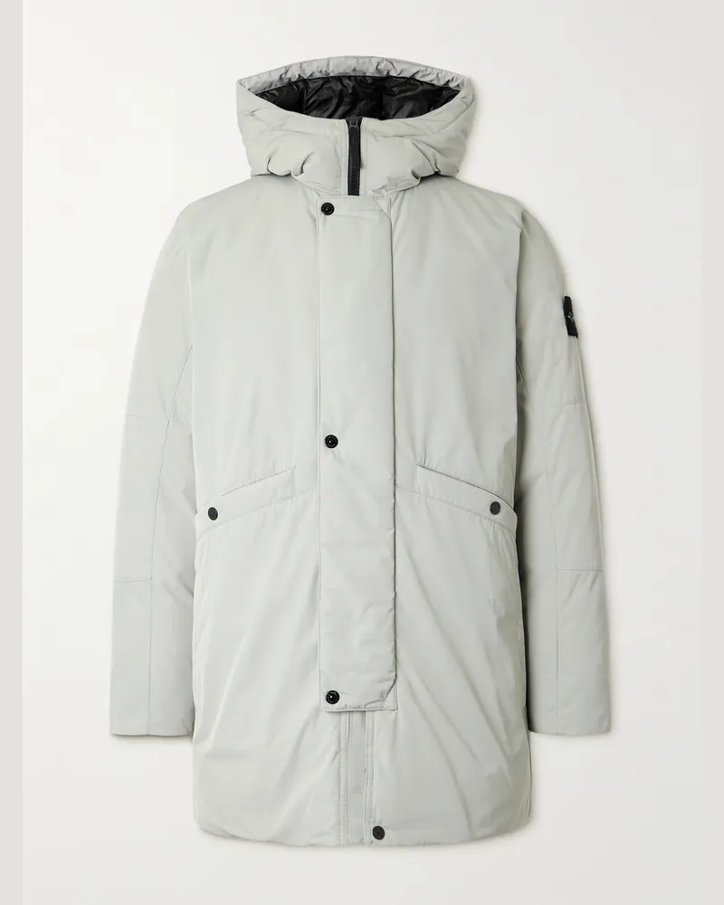 Stone Island Daunenparka aus „Micro Twill“-Material mit Kapuze und Logodetail Grau