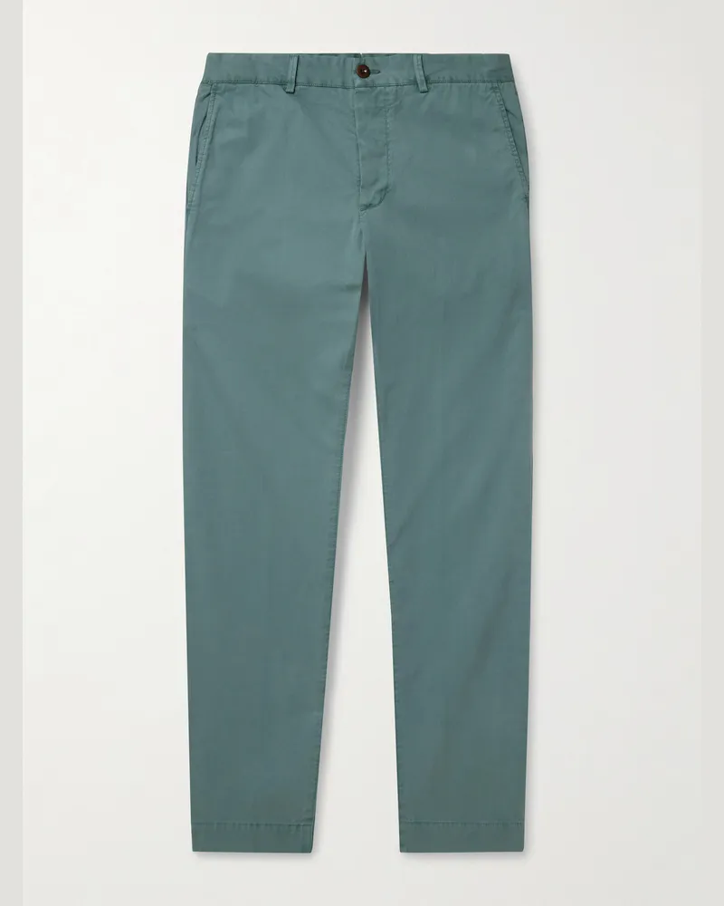 Sid Mashburn Field schmal geschnittene und schmaler zulaufende Hose aus Baumwoll-Twill in Stückfärbung Blau