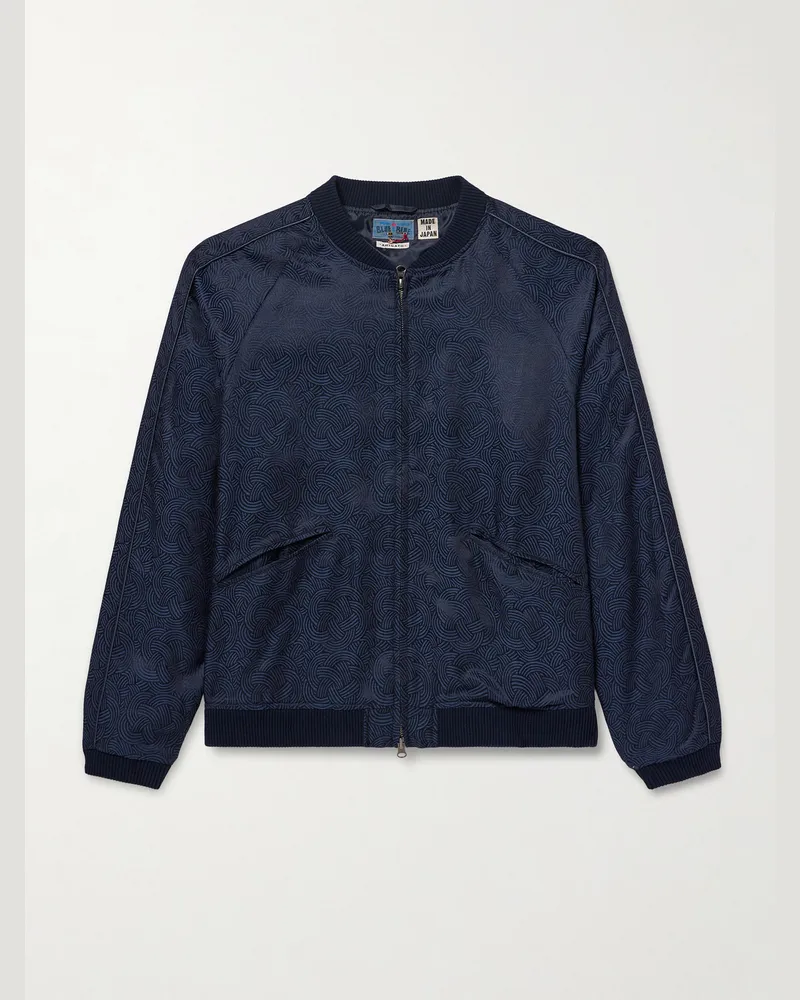 Blue Blue Japan Bomberjacke aus glänzendem Jacquard Blau