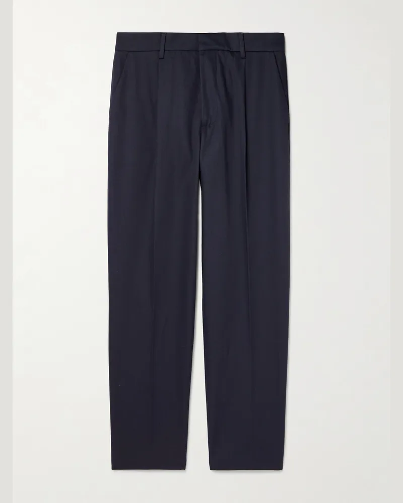 BARENA Gerade geschnittene Hose aus Baumwollgabardine mit Falten Blau