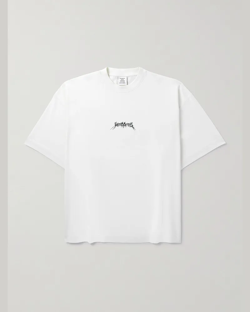 VETEMENTS Logo-Print Cotton-Jersey T-Shirt White