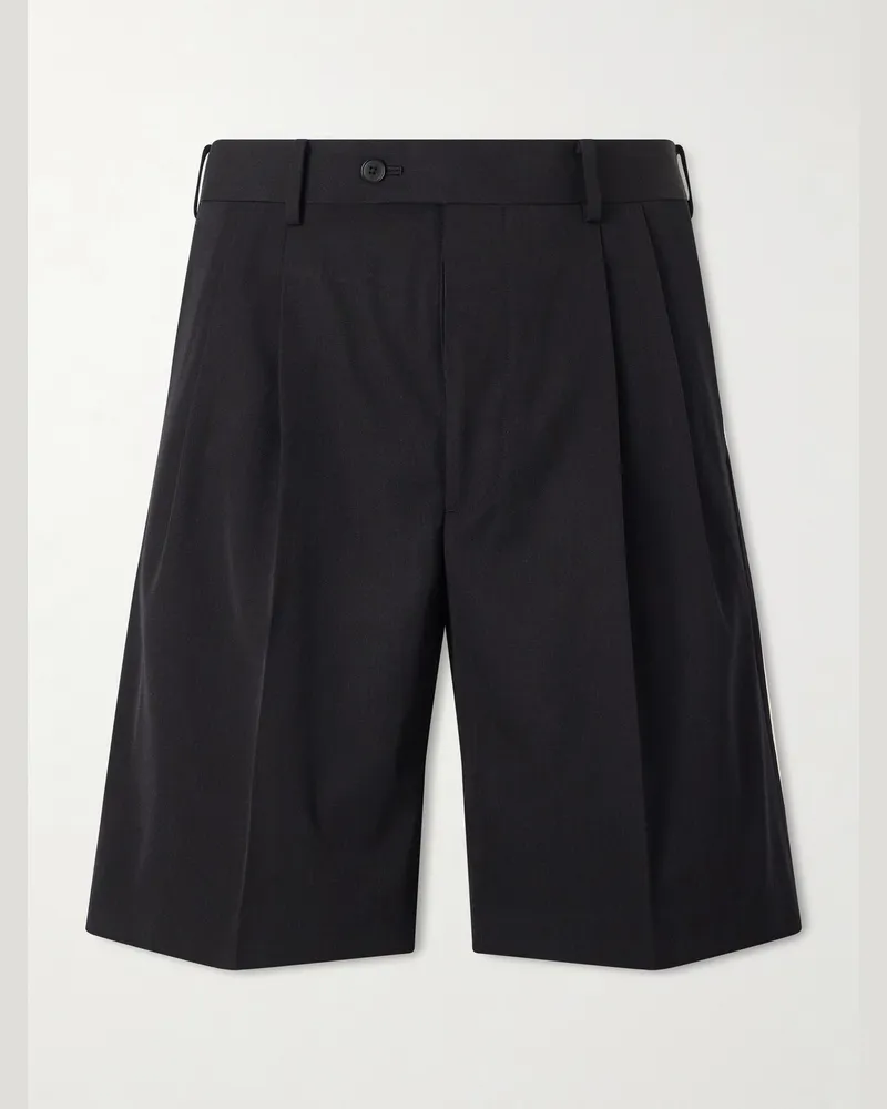 AURALEE Weit geschnittene Shorts aus Wollgabardine mit Falten Schwarz