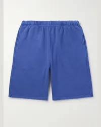 LES TIEN Rider gerade geschnittene Shorts aus Baumwoll-Jersey in Pigmentfärbung Blau