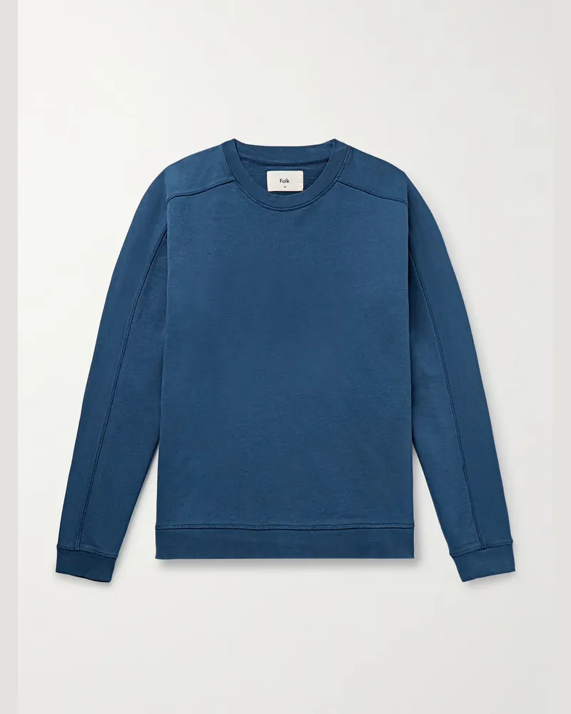 Folk Prism Sweatshirt aus Baumwoll-Jersey in Stückfärbung Blau