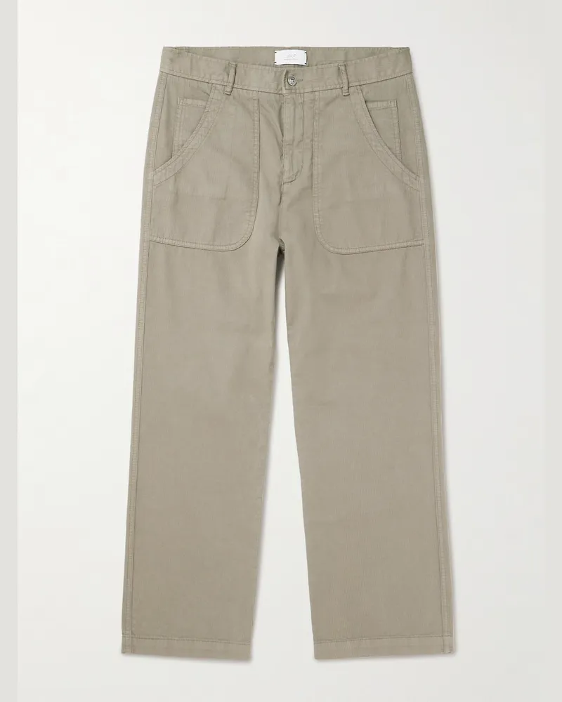 MR P. Edward Straight-Leg Cotton and Cashmere-Blend Corduroy Trousers Green