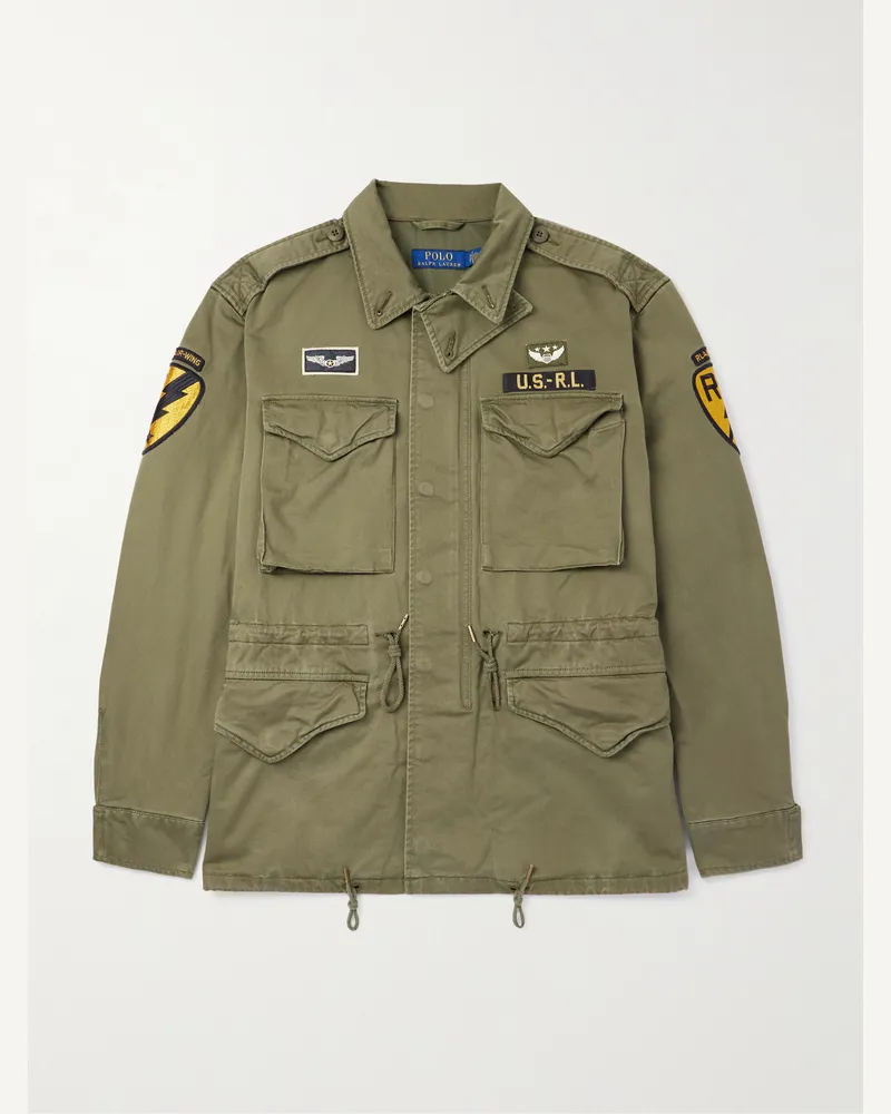 Ralph Lauren Feldjacke aus Baumwollsatin mit Applikationen Grün
