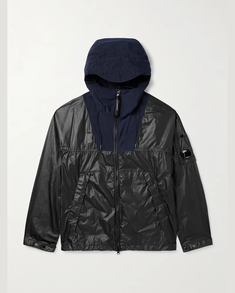 C.P. Company Kapuzenjacke aus „CS II“-Shell mit Twill-Besatz und Logoapplikation Blau