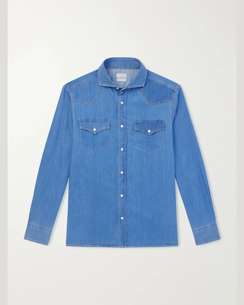 Brunello Cucinelli Denim Shirt Blue