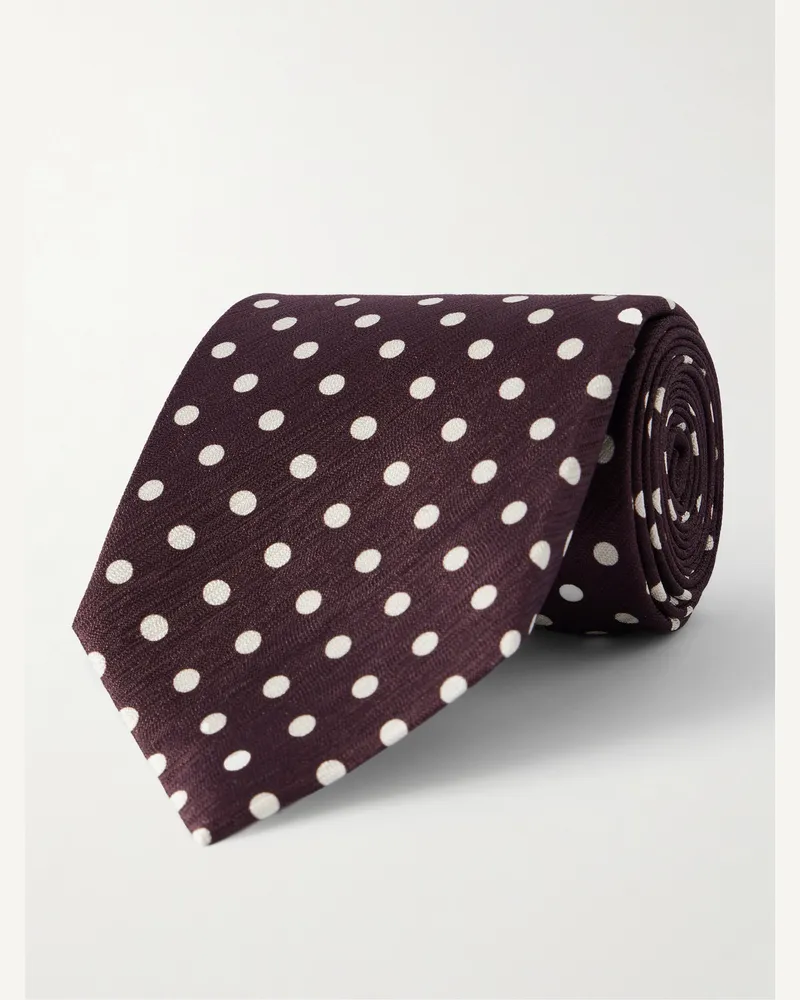 Tom Ford 8cm Polka-Dot Silk-Jacquard Tie Burgundy