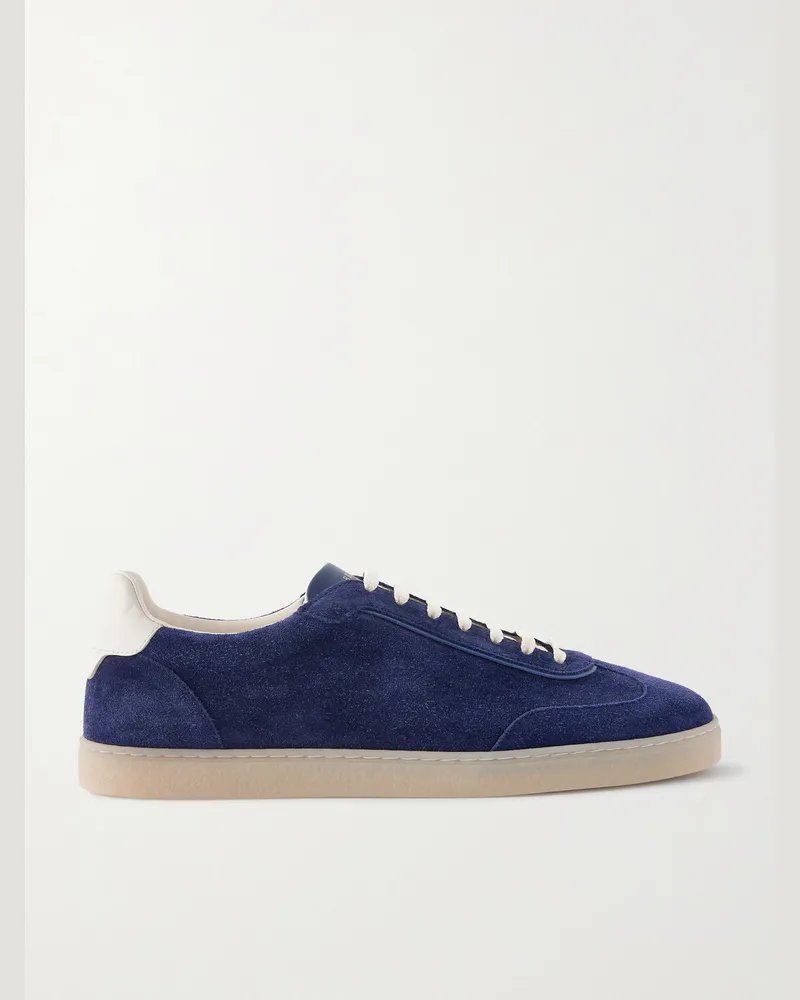 Brunello Cucinelli Coda di Rondine Sneakers aus Veloursleder Blau