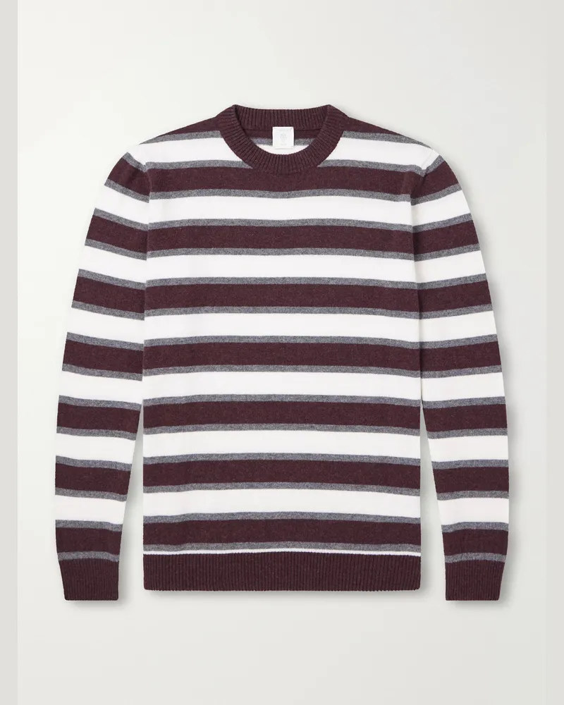 Eleventy Striped Cashmere Sweater Brown