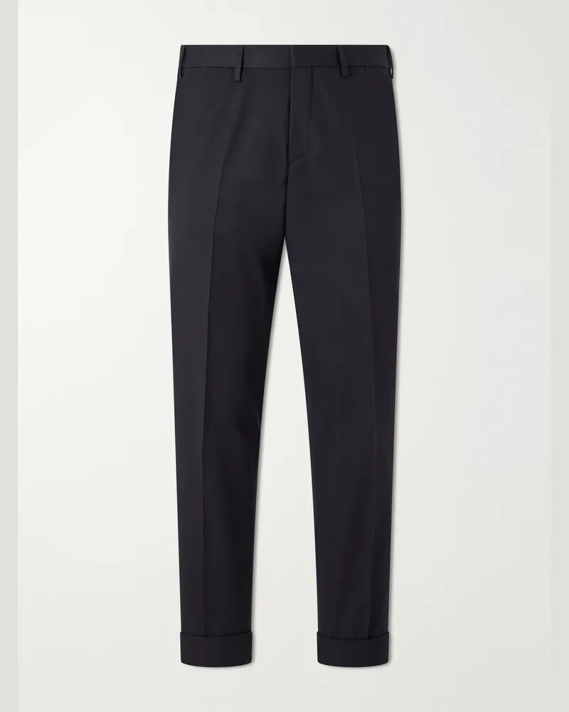 Dries van Noten Philip Straight-Leg Cotton and Wool-Blend Twill Trousers Black