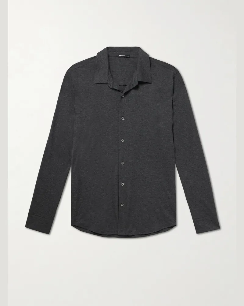 James Perse Supima Cotton-Blend Piqué Polo Shirt Black