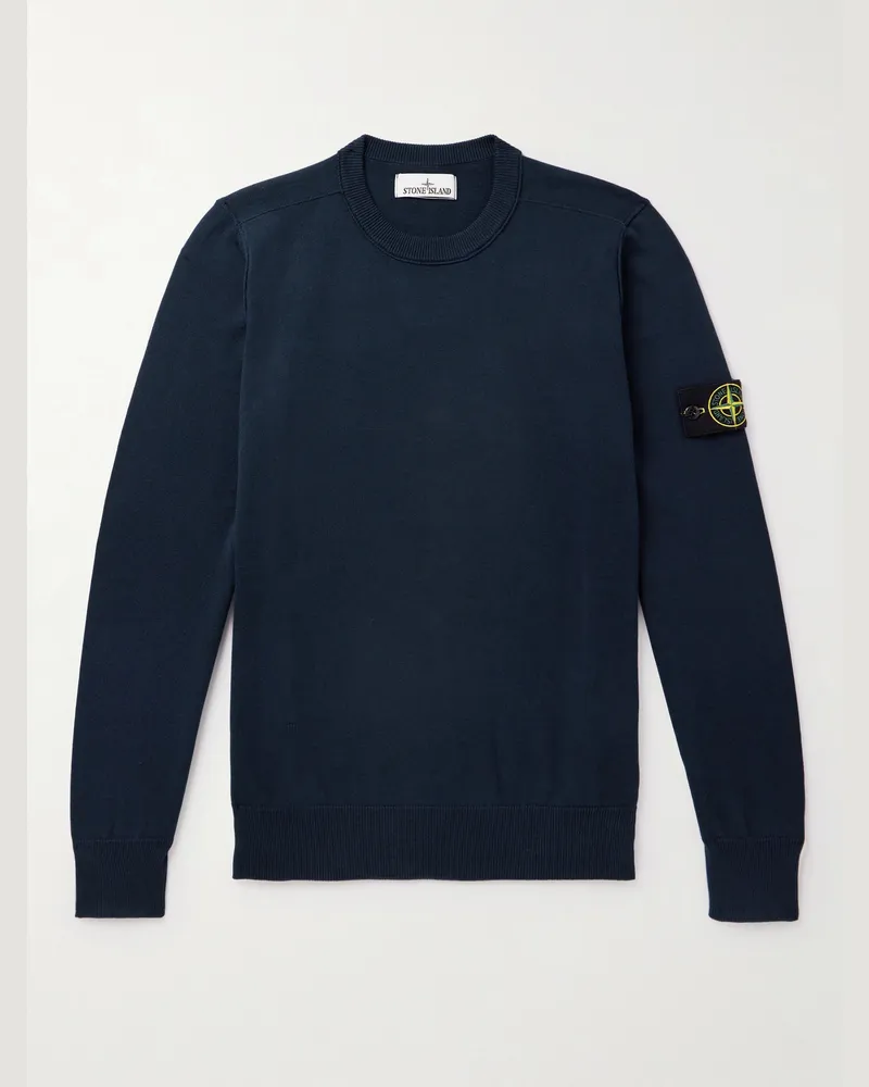 Stone Island Pullover aus Baumwolle mit Logodetail Blau
