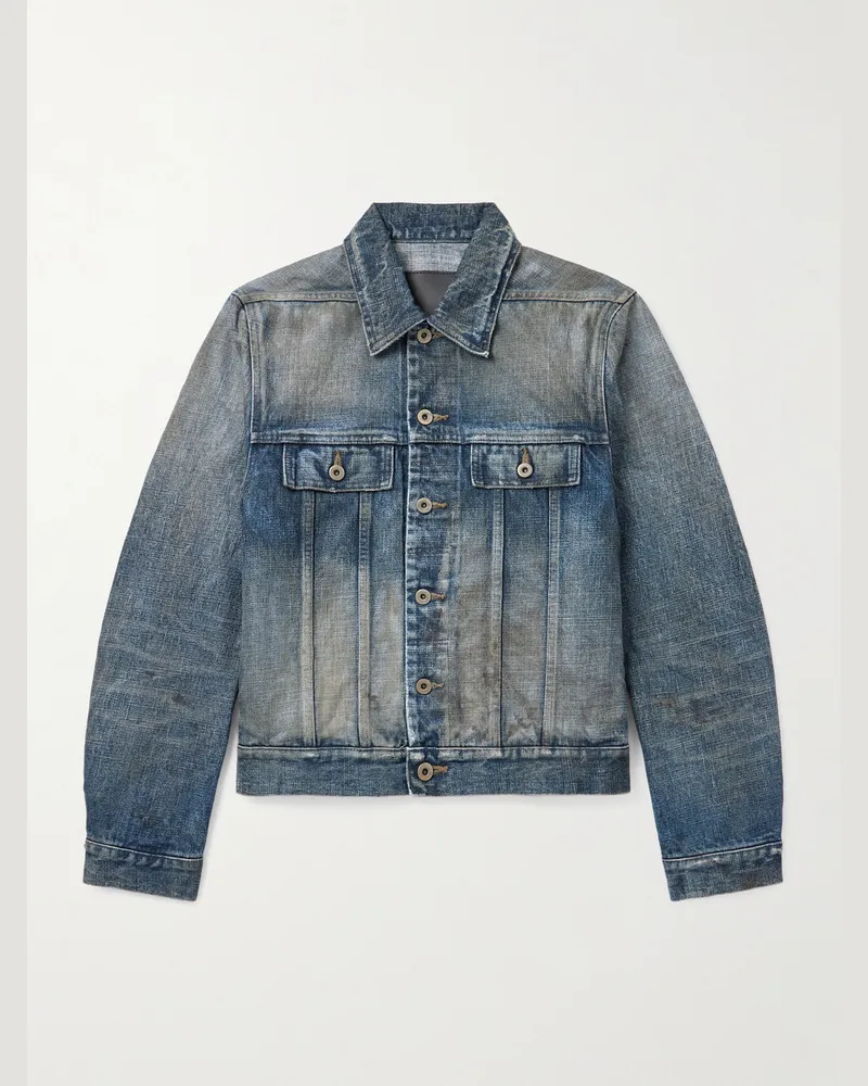 DRKSHDW by Rick Owens Distressed Denim Trucker Jacket Blue