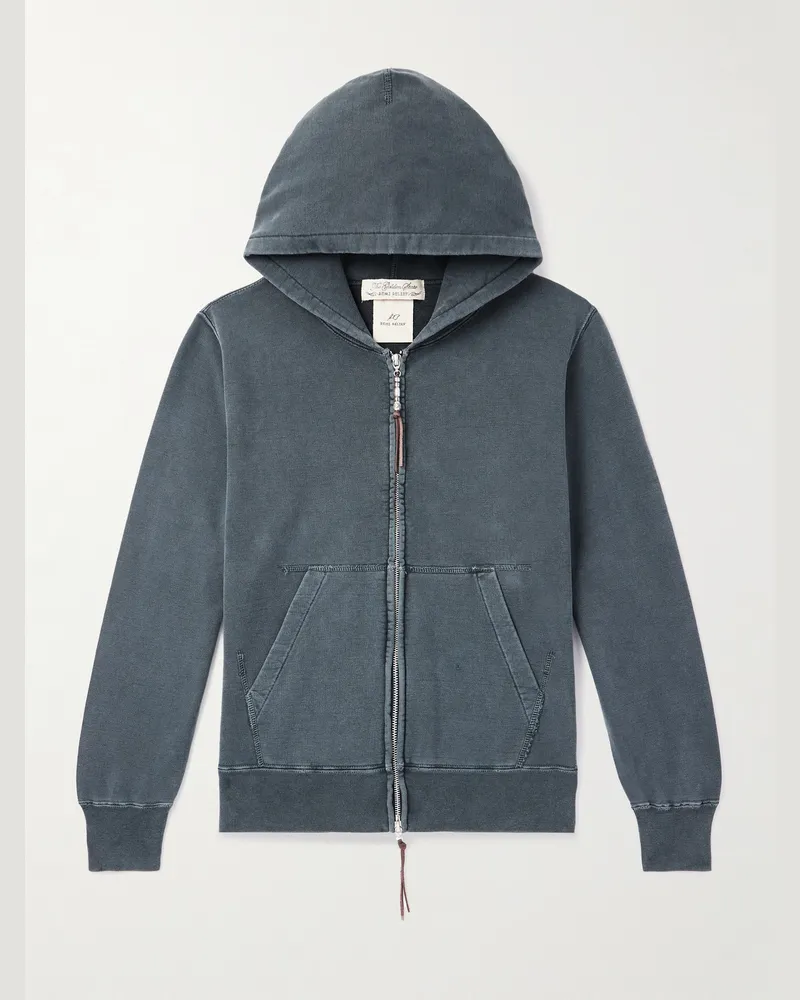 Remi Relief Kapuzenjacke aus Baumwoll-Jersey mit Reißverschluss in Distressed-Optik Schwarz