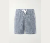 Straight-Leg Striped Cotton Drawstring Shorts