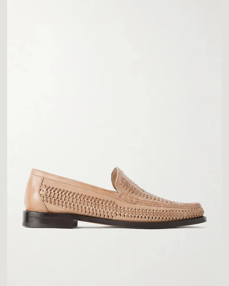 Brunello Cucinelli Woven Leather Loafers Brown