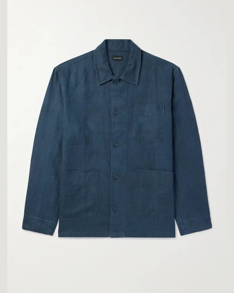 Club Monaco Hemdjacke aus Leinen Blau