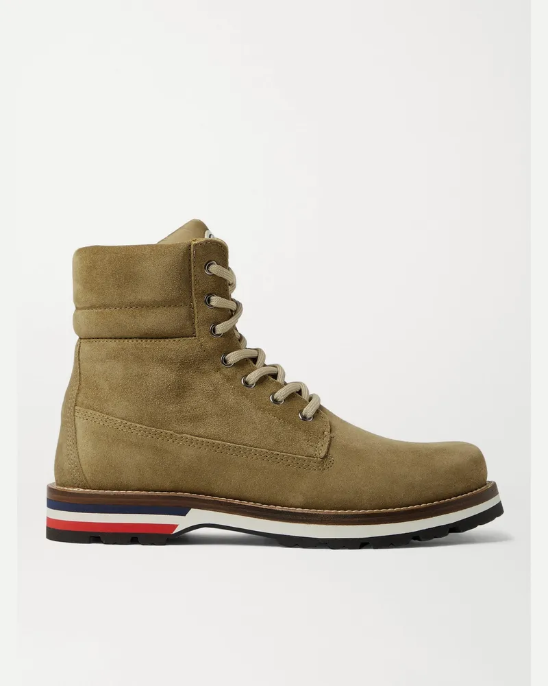 Moncler Vancouver Wanderschuhe aus Veloursleder mit Streifen Grün
