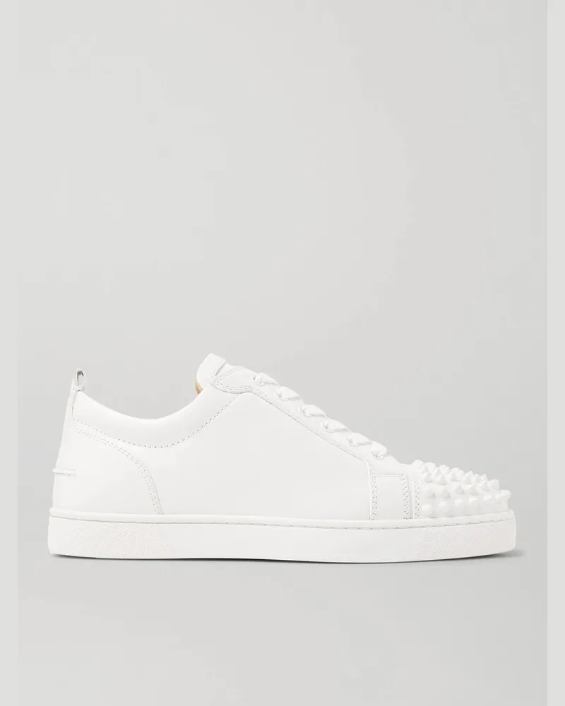 Christian Louboutin Louis Junior Sneakers aus Leder mit Querkappe und Stachelnieten Weiß