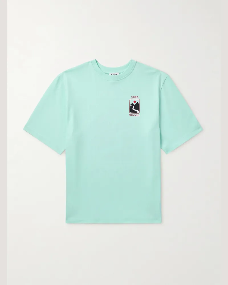 Casablanca Paris Sunset Valley T-Shirt aus Biobaumwoll-Jersey mit Print Grün