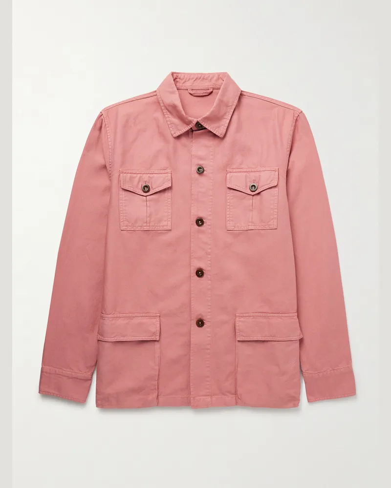 Sid Mashburn Hemdjacke aus Baumwoll-Canvas in Pigmentfärbung Pink