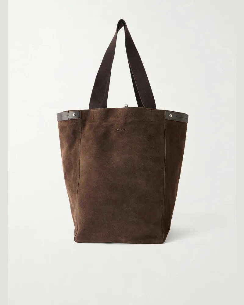 NN 07 Grip Tote 90025 Suede Tote Bag Brown