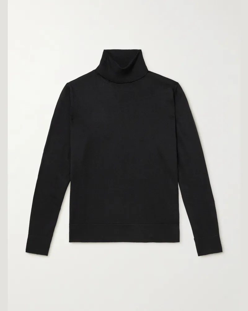 Canali Rollkragenpullover aus einer Mischung aus Kaschmir, Wolle und Seide Schwarz