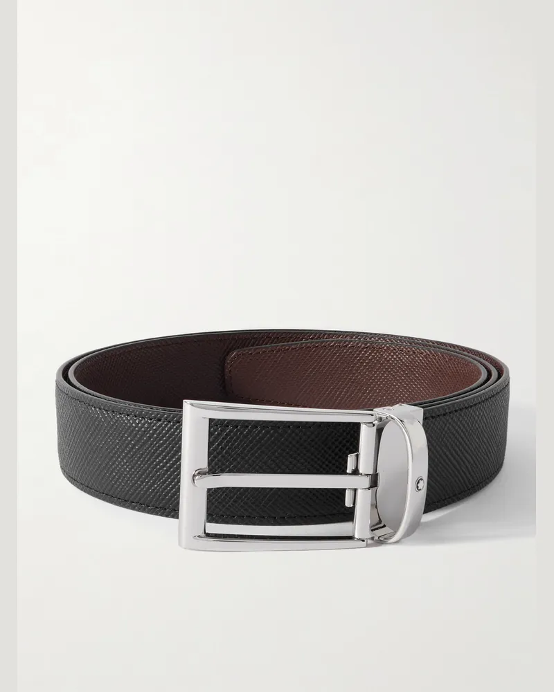 Montblanc Wendbarer Gürtel aus strukturiertem Leder, 3,5 cm Schwarz