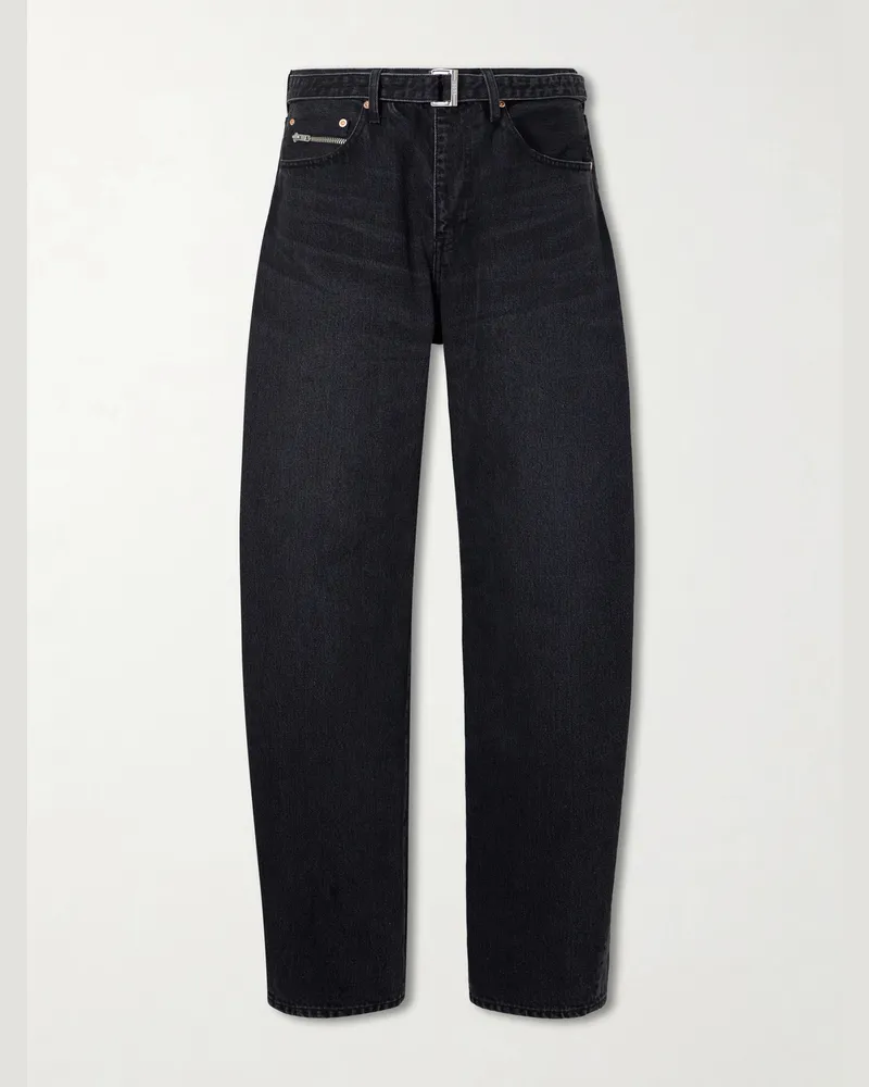 Sacai Wide-Leg Belted Jeans Black