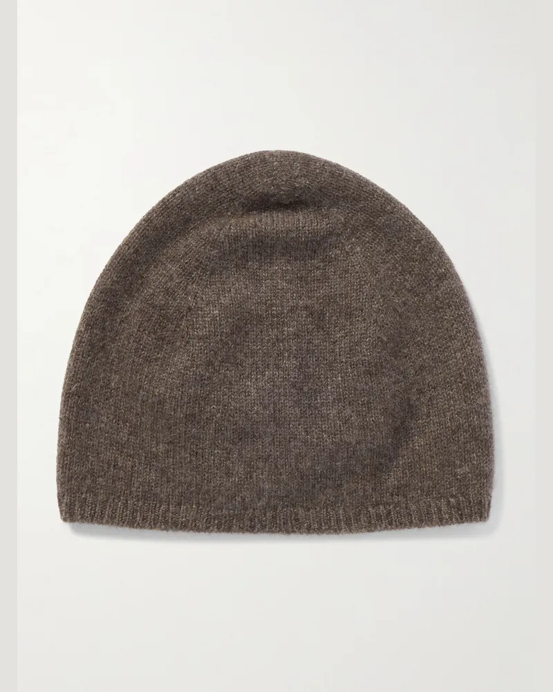 Acne Studios Kassia Beanie aus Kaschmir mit Logoapplikation Braun
