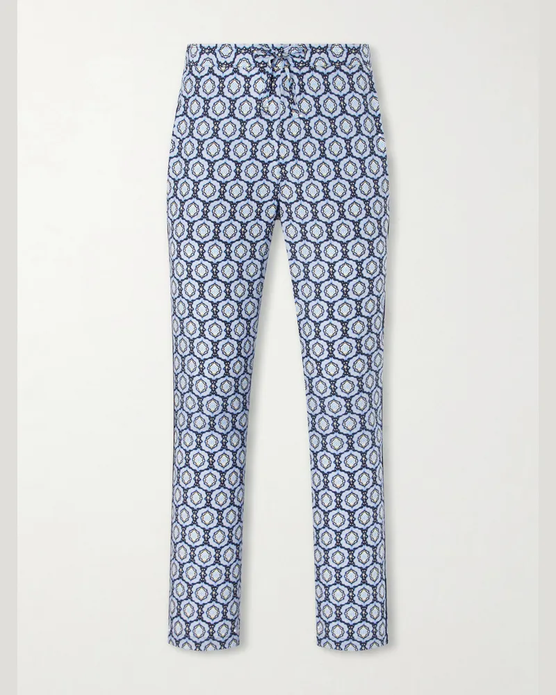 Orlebar Brown Alfred Straight-Leg Printed Lyocell-Satin Trousers Blue
