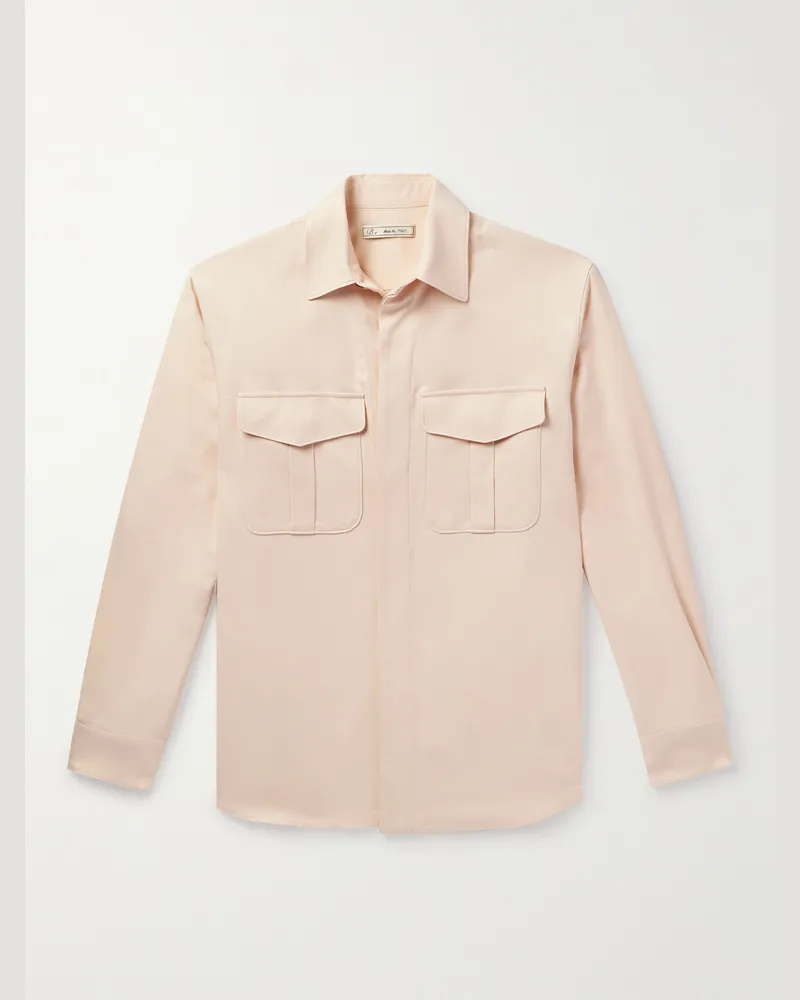 Umit Benan Hemd aus Seiden-Twill Neutral