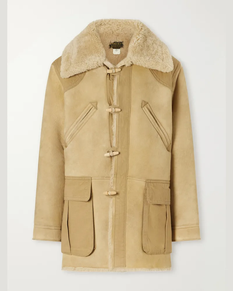 RRL Canvas-Trimmed Shearling Jacket Neutrals