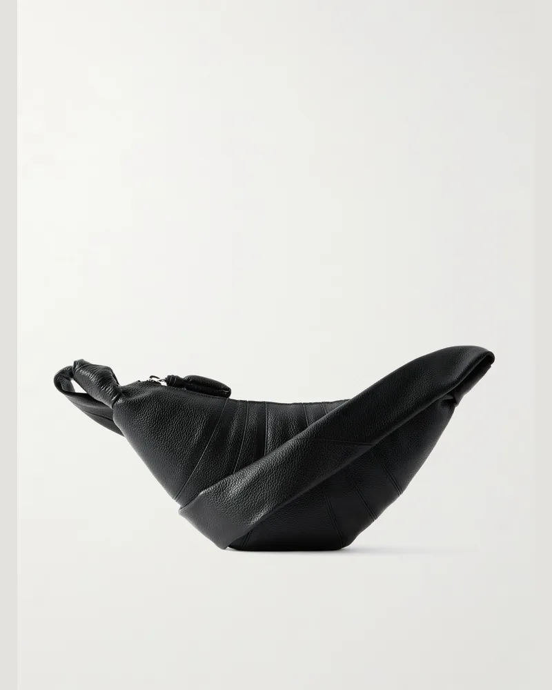 Christophe Lemaire Croissant kleine Umhängetasche aus vollnarbigem Leder Schwarz