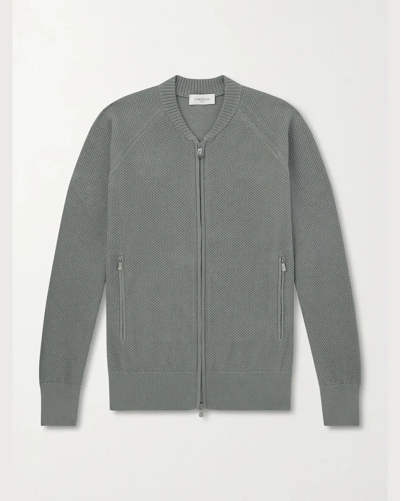 PIACENZA 1733 Slim-Fit Honeycomb-Knit Cotton Bomber Jacket Green