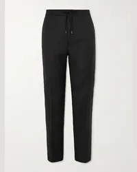 MR P. Straight-Leg Virgin Wool Drawstring Tuxedo Trousers Schwarz