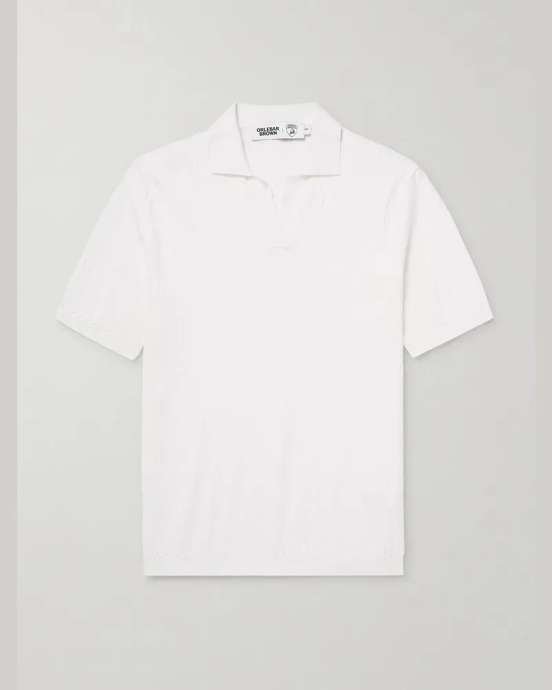 Orlebar Brown Lamborghini Horton Esagono Honeycomb-Knit LENZING™-Blend Polo Shirt White