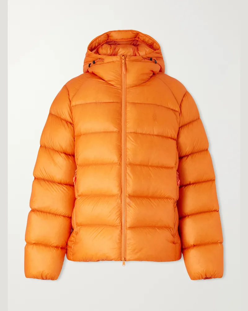 Ralph Lauren Hawthorne Logo-Embroidered Quilted Recycled-Shell Hooded Down Jacket Orange