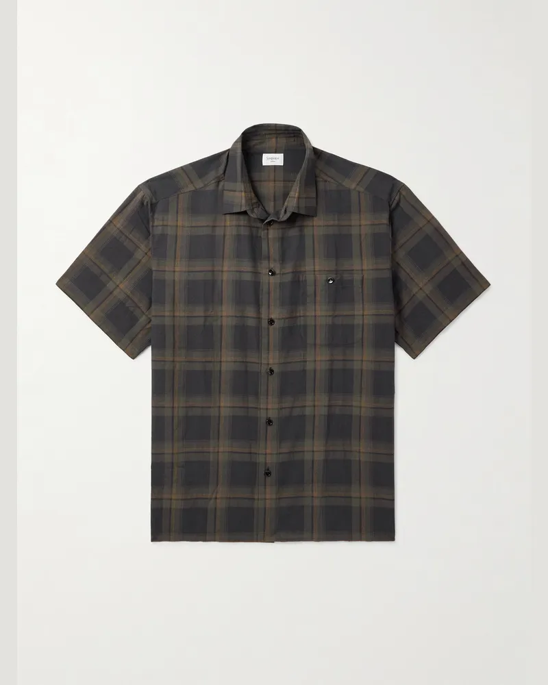 Saint Laurent Kariertes Hemd aus Baumwoll-Voile Schwarz
