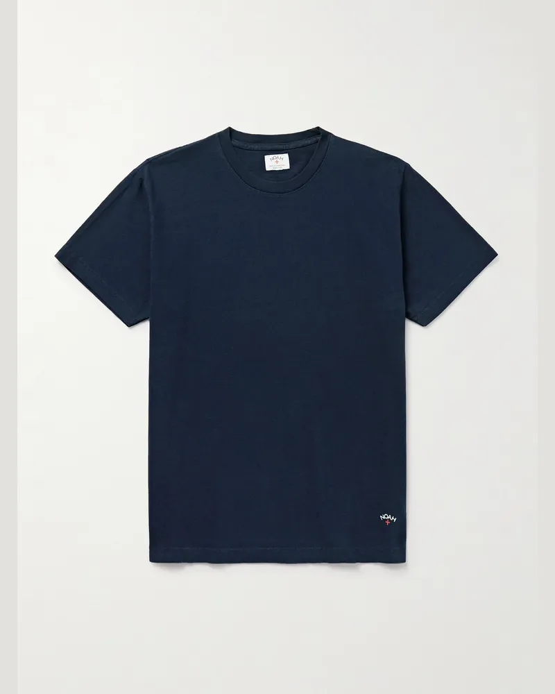 Noah NYC T-Shirt aus recyceltem Baumwoll-Jersey mit Logoprint Blau