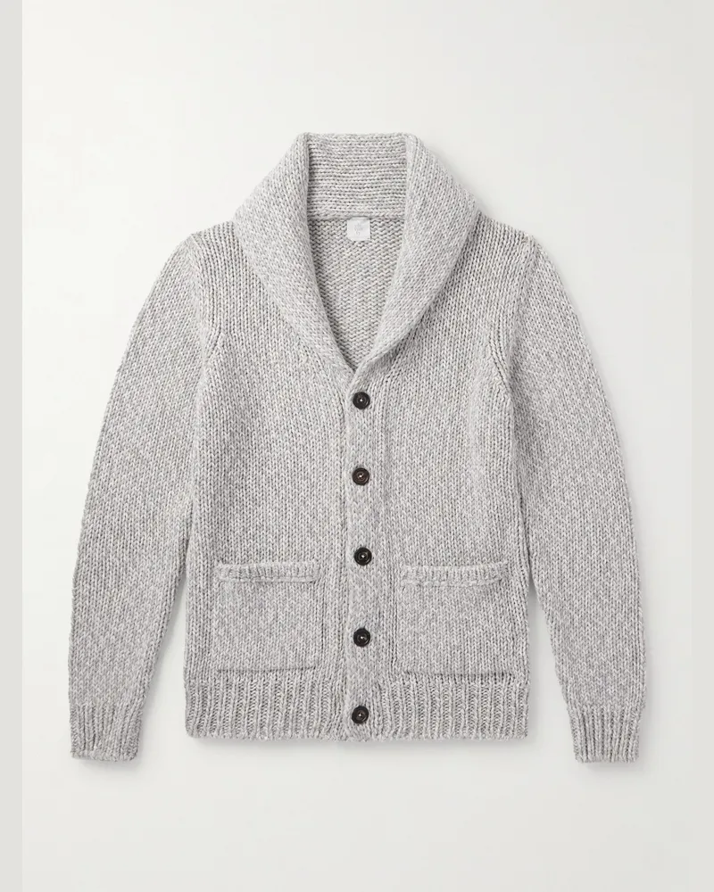 Eleventy Slim-Fit Shawl-Collar Cashmere Cardigan Gray