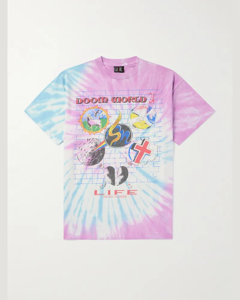 SAINT MXXXXXX LASTMAN T-Shirt aus Baumwoll-Jersey mit Batikmuster und Print Pink